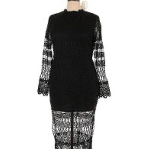 Boohoo Black Eyelet Midi Dress